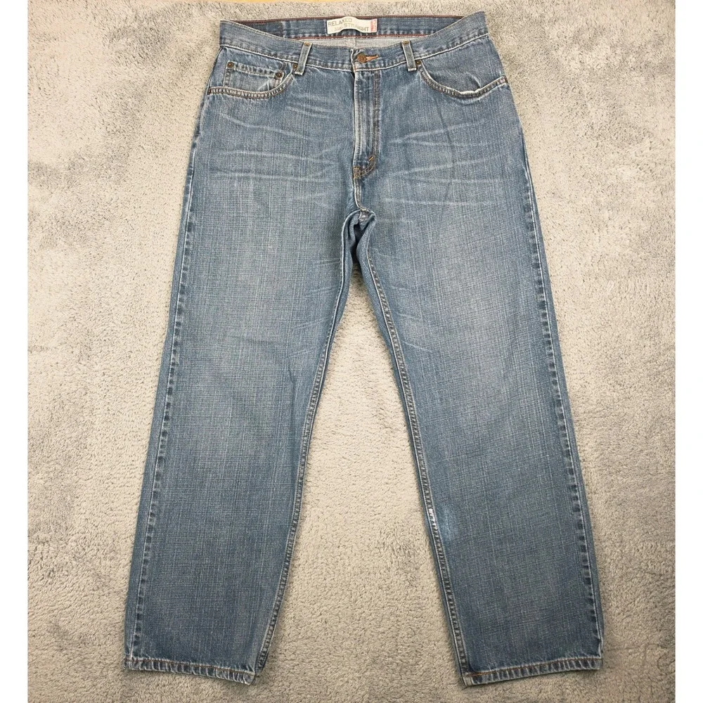 Levis 559 Relaxed Straight Jeans Mens 36x32 Blue Medium Wash Denim Cotton Casual